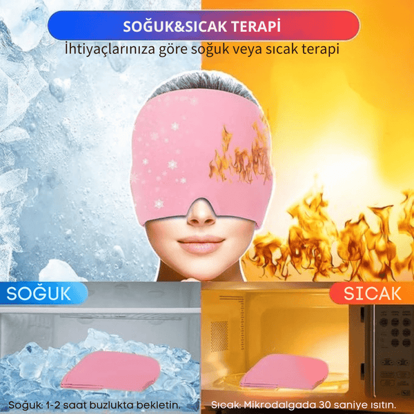 Migren & Baş Ağrısı Rahatlama Başlığı | Soğuk - Sıcak Terapi | 360° Jel Kompresyon - Luvinya™