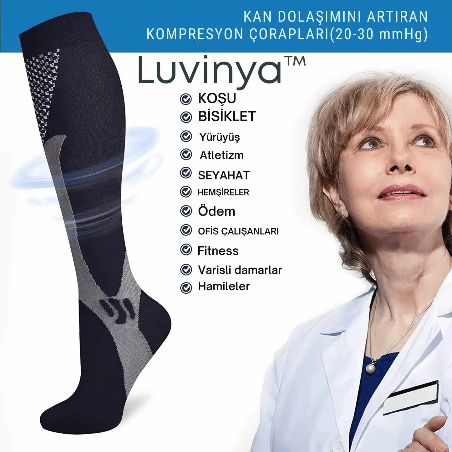 Luvinya Premium Destekleyici Spor ve Konfor Çorabı - Luvinya™